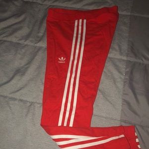 Adidas V-Day Active Red 3 stripe leggings